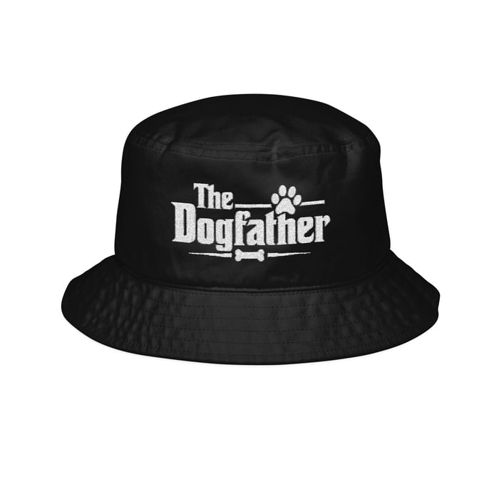 The Dogfather Bucket Hat – Retro Script Pet Dad Hat image